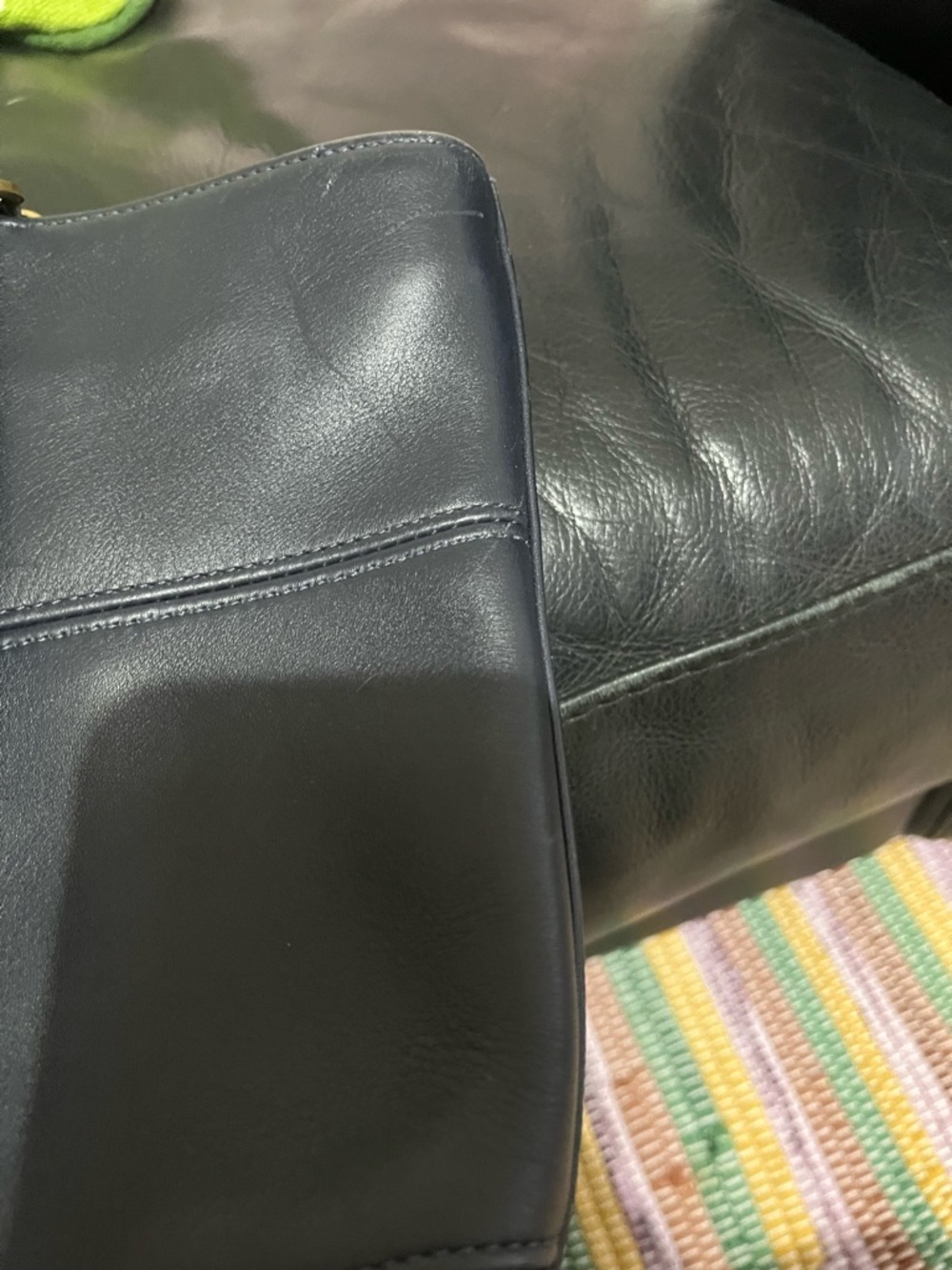 Coach RARE navy Leather Double-Handle Tote - Picture 13 of 13